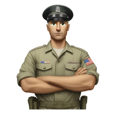 photorealistic serious us white soldier 1980s sticker