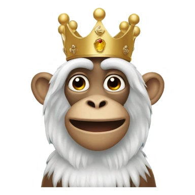 Monkey with a king crown and a white wig sticker