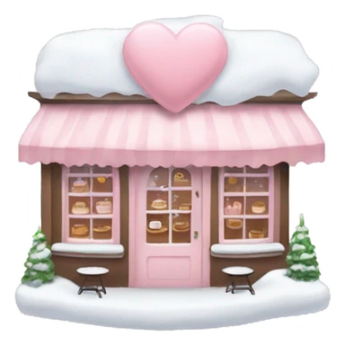 pale pink coffee shop covered in snow heart sticker