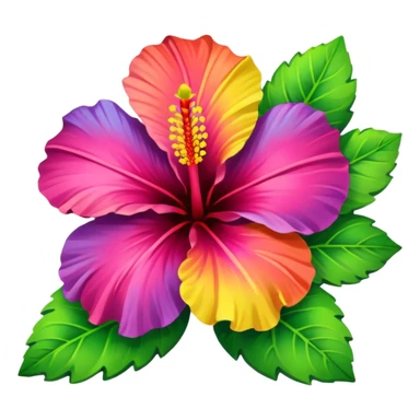 rainbow hibiscus with leaves sticker