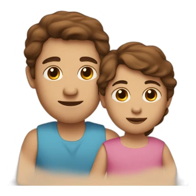 Brown hair man, long Brown hair mother with a baby sticker