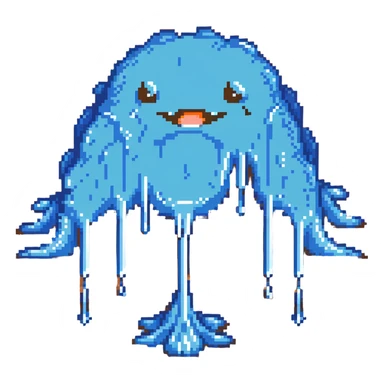 blue slime monster dripping goo sticker
