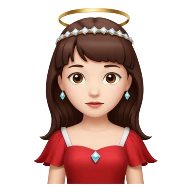 فرشته با لباس قرمز موی خرمایی تیره و سربند الماس موی چتری جلوی سر و پشت سر موی بلند sticker