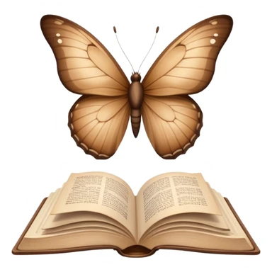 Beautiful brown butterflies fly out of an open beige book sticker