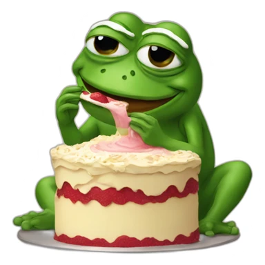 pepe the frog eating cake sticker