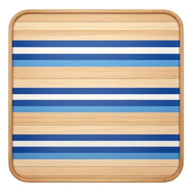 top view of an empty dining table with a white and blue striped mat over it. sticker