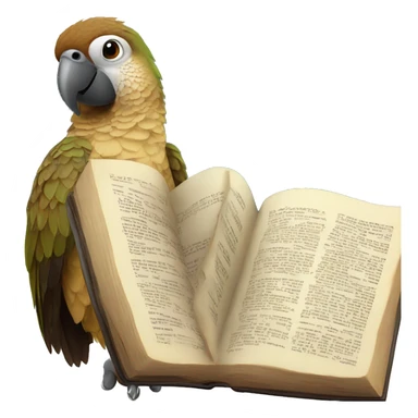 a brown parrot reading the bible sticker