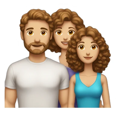 A family consisting of 1 man with light brown hair, 1 woman with dark brown hair and a toy poodle with brown hair sticker