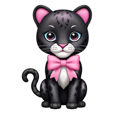Black and white panther with pink bow sticker