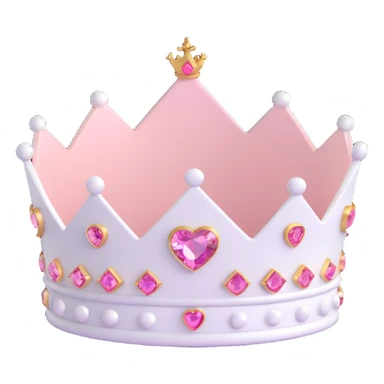 white and pastel pink crown with heart gem sticker