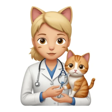 veterinarian examining a cat sticker