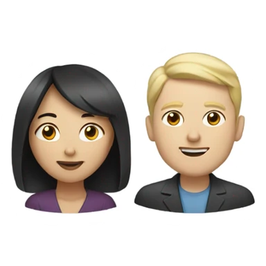 Asian woman and white man  sticker