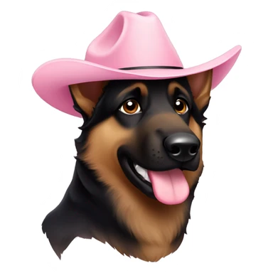 Dark German shepherd pretty light pink cowboy hat sticker