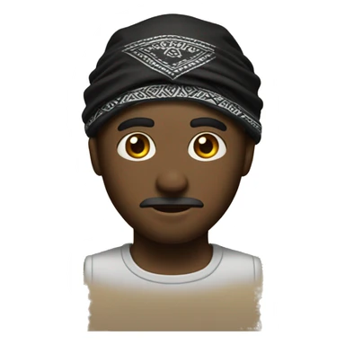 Classic iphone emoji with black bandana on head and wild eyes  sticker