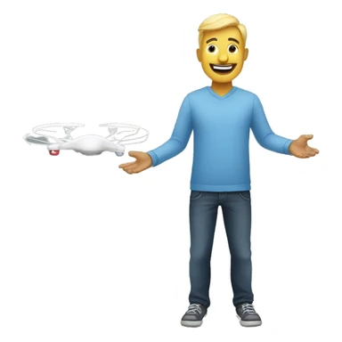 Happy man controls drone using remote control sticker