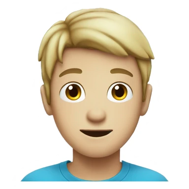 A boy with iphone with blue sea background only the face sticker