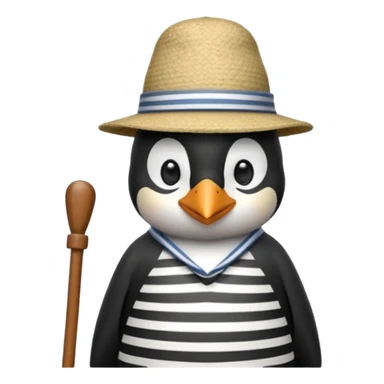 penguin wearing gondolier striped shirt and hat sticker