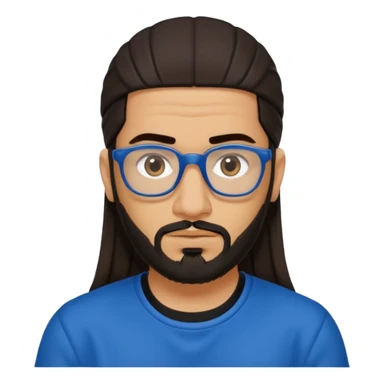 Hassan B from Ali G Indahouse with dark brown long hair and short beard, blue and black outfit sticker