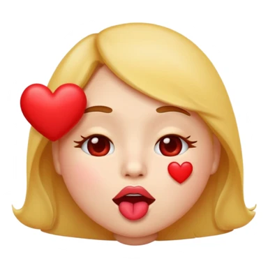 Emoji, face blowing a kiss, puckered lips, small heart sticker