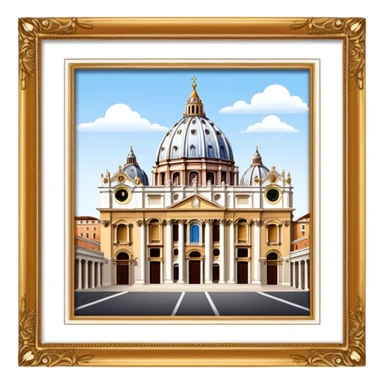 Cinematic Realistic St. Peter's Basilica Landmark Emoji, depicted with majestic, ornate architecture rendered with lifelike detail and regal lighting. sticker
