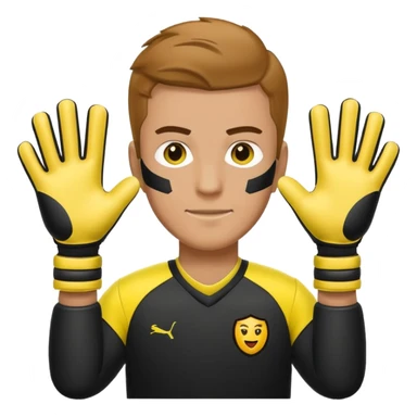 Football goalkeeper gloves with man goalkeeper and small emoji sticker