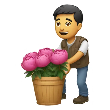 guy giving peony bucket sticker