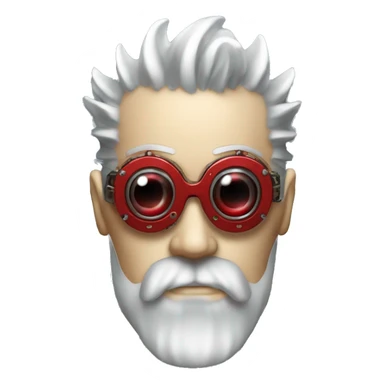 cyborg head with Silver mohawk, red steampunk goggles, long red beard and circuits sticker