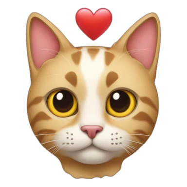 cat head with a heart beside sticker