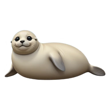 cinematic-seal-realistic-full-body-lounging-emoji,-plump-sleek-body-stretched-out-on-a-rocky-shoreline,-short-smooth-fur-glinting-in-the-sea-breeze,-flippers-tucked-comfortably-beneath-its-body,-large-dark-eyes-filled-with-playful-curiosity,-whiskered-muzzle-lifted-slightly-as-if-smiling,-simplified-yet-realistic-focused-features,-highly-detailed,-glowing-with-a-refreshing-marine-radiance sticker
