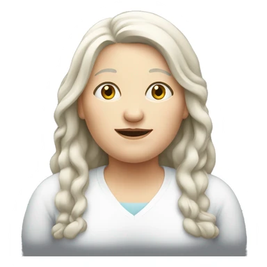Obese. Elderly, female, with white long hair. sticker