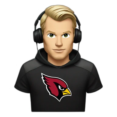 DJ Avicii with a black “Arizona Cardinals NFL shirt” sticker
