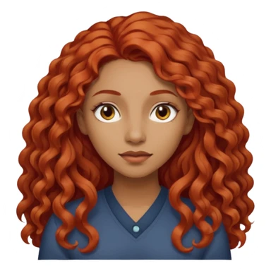 Chica morena clara con el pelo con rizos ni tan sueltos pelo largo  pero tampoco como un afro del color rojo no tan llamativo sticker