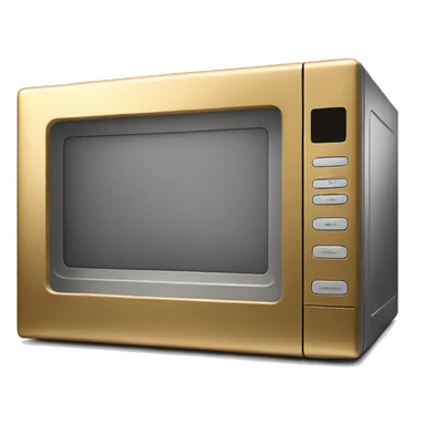 Realistic side view metallic gold microwave.  sticker
