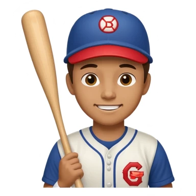 baseball player, simple and expressive, holding a bat, cheerful expression sticker