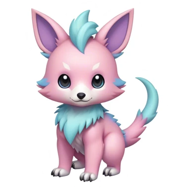 Adorable colorful chibi pastel edgy fantasy animal hybrid Fakemon full body sticker