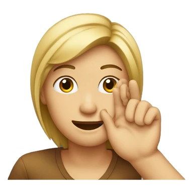 Emoji placing hand behind ear sticker