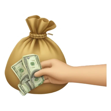 hand holding a money bag sticker