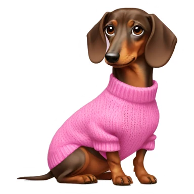 Dachshund wear pink sweater sticker