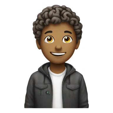 Boy smiling with brain sticker