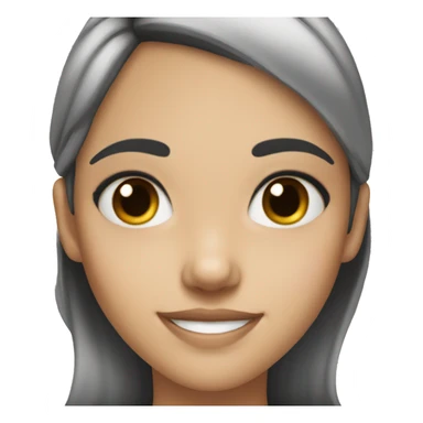 smiling girl with black hair and black eye color sticker