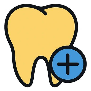 color outline icon of a tooth with a plus sign sticker