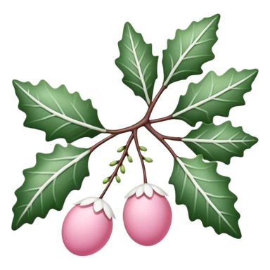 pink mistle toe with white leaves sticker