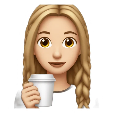 white girl brown hear and cup of coffee in hand sticker