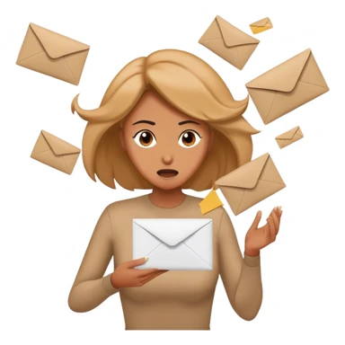 Woman blown away by envelopes  sticker