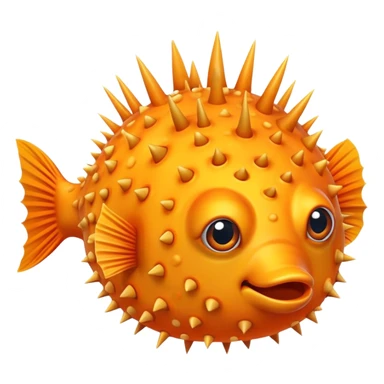 All Orange PufferFish with Spikes Only sidefins sticker