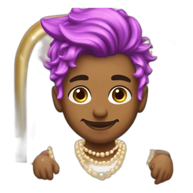 posh-muscle-boy-with-pearl-necklace-and-rainbow-unicorn-hair-in-golden-bathtub sticker