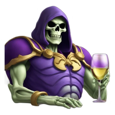 skeletor drinking big glas of white wine sticker
