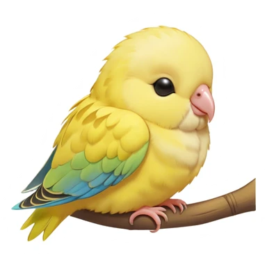 Meme-Worthy Cute Sleeping Yellow Budgie Portrait Emoji, Head resting peacefully with a contented smile, showcasing a petite, delicate build and a luxuriously soft yellow feathered fur, eyes shut in a serene nap, Simplified yet hilariously adorable features, highly detailed, glowing with a soft, drowsy light, high shine, relaxed and utterly lovable, stylized with an air of playful laziness, bright and heartwarming, soft glowing outline, capturing the essence of a comically sleepy budgie, so meme-worthy it feels like it could instantly become the next viral sensation of adorable slumber! sticker