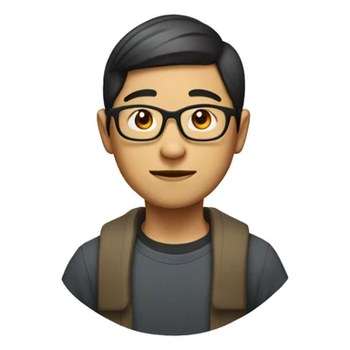 round faced asian male avatar with glasses and light beard shaved sid sticker
