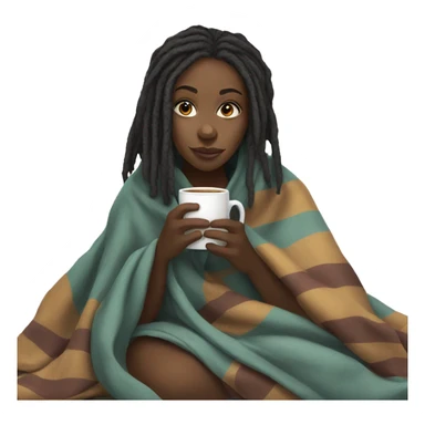 Black girl with dreadlocks wrapped in blanket sipping tea sticker